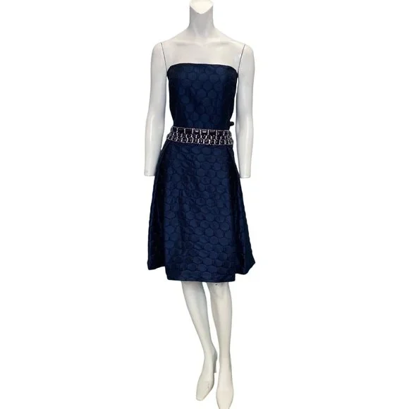 blue polka dot strapless dress Annalise Dress – Retrofete main image 1